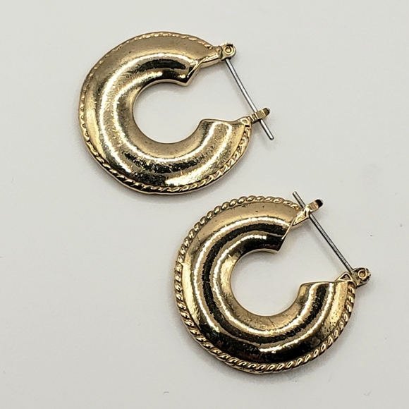 Western Gold and Navy Star Hoops Earrings - Picture 2 of 6